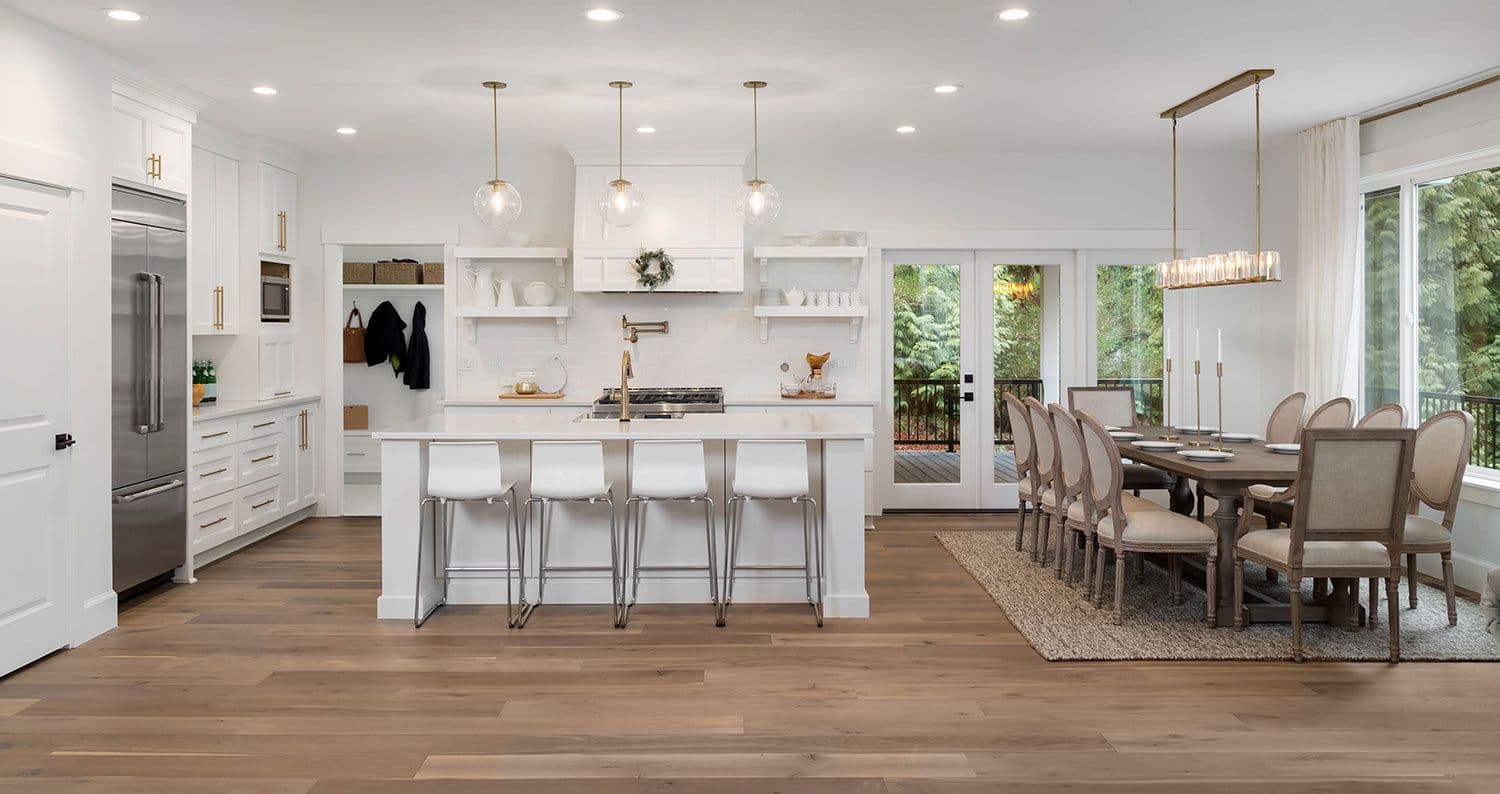Modern flat-panel kitchen with dolomite countertops in Windermere, FL